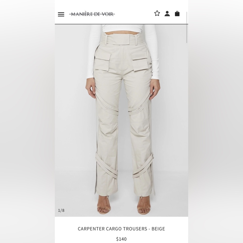 Maniere De Voir Cream Trousers with Architectural Seam Design